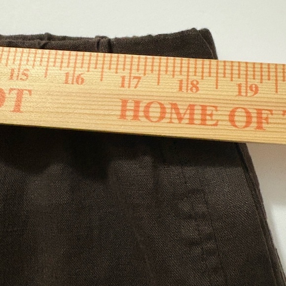 Lino by Chico's Chocolate Brown Linen Pull On Cropped Relaxed Fit Elastic Waist - Picture 6 of 11